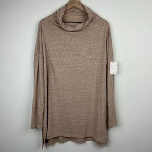 Free People Tunic Top Womens Medium Tan Oversized Fit Dress Stretch Ladies